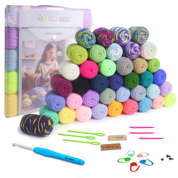 Yarniss 40 x 15g Acrylic Yarn for Crocheting - Total 1399.8 yards Soft Knitting Yarn for Crafts Multicolor Skeins for Crocheting DIY