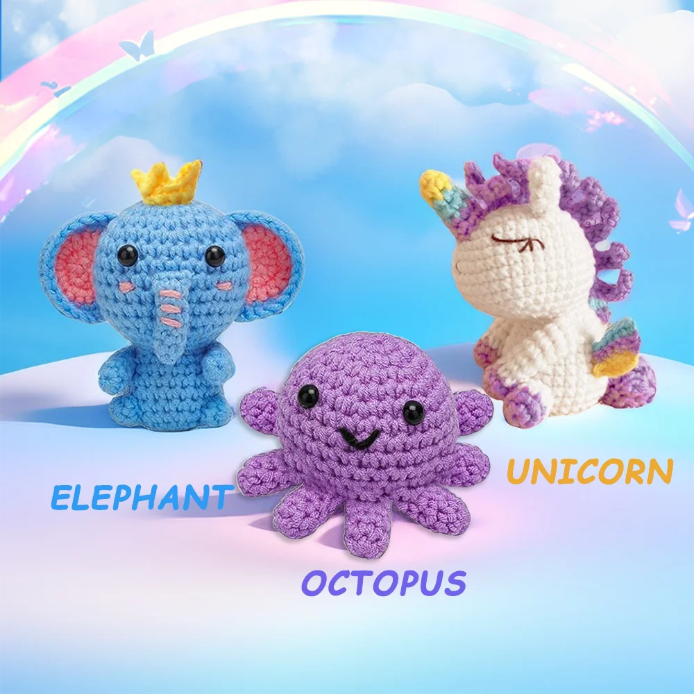 Yarniss Beginner Crochet Kit – Unicorn Octopus Elephant