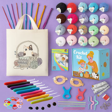 Yarniss Beginner Crochet Kit – 1,500 Yds Yarn & 72-Piece Set