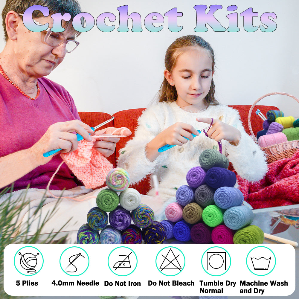 Yarniss 40 x 15g Acrylic Yarn for Crocheting - Total 1399.8 yards Soft Knitting Yarn for Crafts Multicolor Skeins for Crocheting DIY