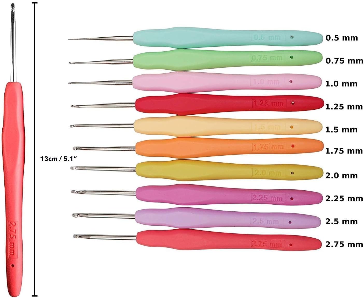 Yarniss Ergonomic Crochet Hooks 0.5-10 mm | Soft-Grip Set (5 Size/9 Size/10 Size/12 Size/14 Size/ 20 Size)