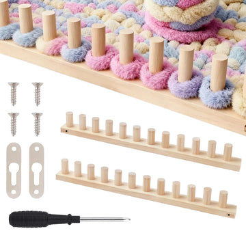 Yarniss 47" Chunky Blanket Loom Kit, Wooden Knitting Loom Frame for Hand, Thick Yarn Knitting Tools for Beginner 2 Packs