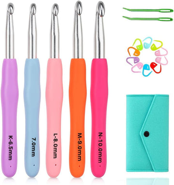 Yarniss Ergonomic Crochet Hooks 0.5-10 mm | Soft-Grip Set (5 Size/9 Size/10 Size/12 Size/14 Size/ 20 Size)