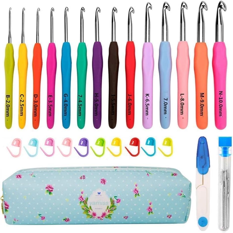 Yarniss Ergonomic Crochet Hooks 0.5-10 mm | Soft-Grip Set (5 Size/9 Size/10 Size/12 Size/14 Size/ 20 Size)