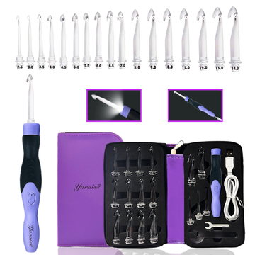 Yarniss 17 Size Lighted Crochet Hooks 2.5mm~14mm Rechargeable Crochet Hooks