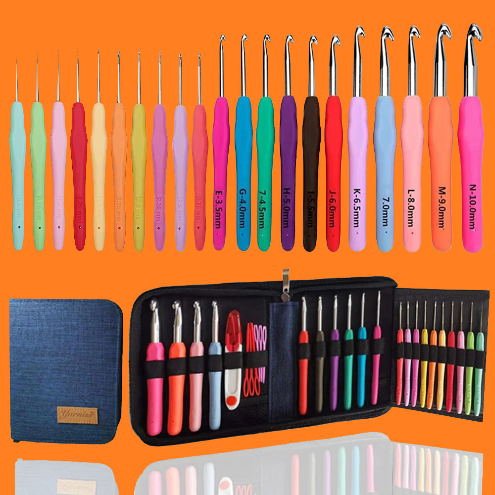 Yarniss 20 Size Crochet Hooks 0.5mm-10mm, Ergonomic Crochet Hooks Set with Case