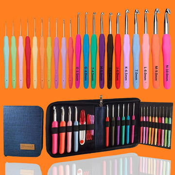 Yarniss 20 Size Crochet Hooks 0.5mm-10mm, Ergonomic Crochet Hooks Set with Case