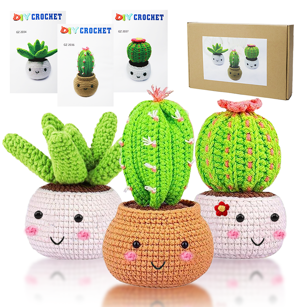 Yarniss Crochet Kit – Pot Plant Family | Beginner Amigurumi Set & Video