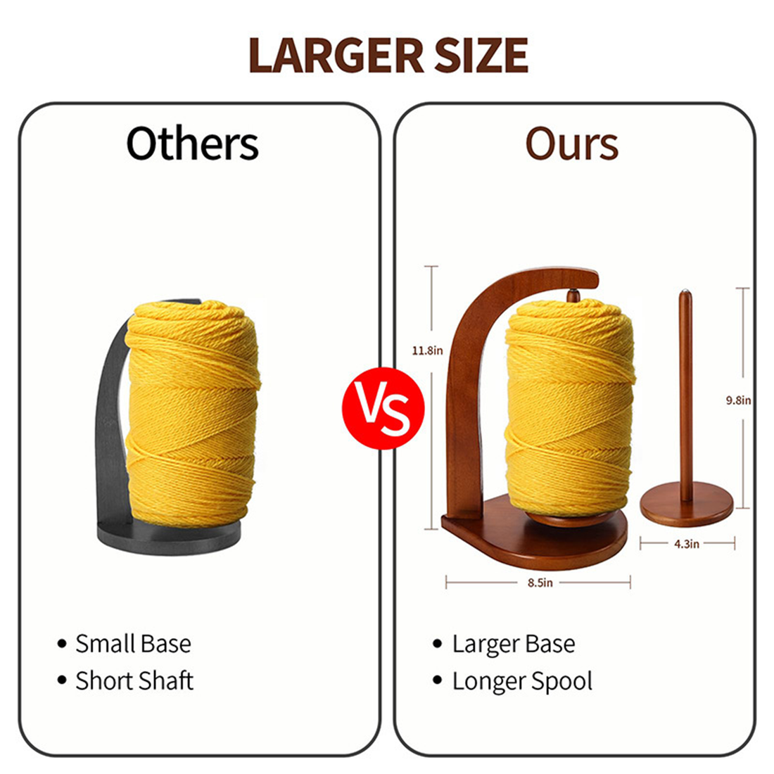 Yarniss Yarn Holder for Crocheting and Knitting, Wooden Yarn Spinner with Magnetic Rotating ,Yarn Ball Storage Organizer
