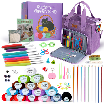 Yarniss Crochet Kits for Beginner Adults,1136 Yards Yarn Skeins Balls and Crochet Set with 9 Size Crochet Hooks, Afghan Crochet Needles 2.0-6.0mm,Knitting Kits Storage Organizer