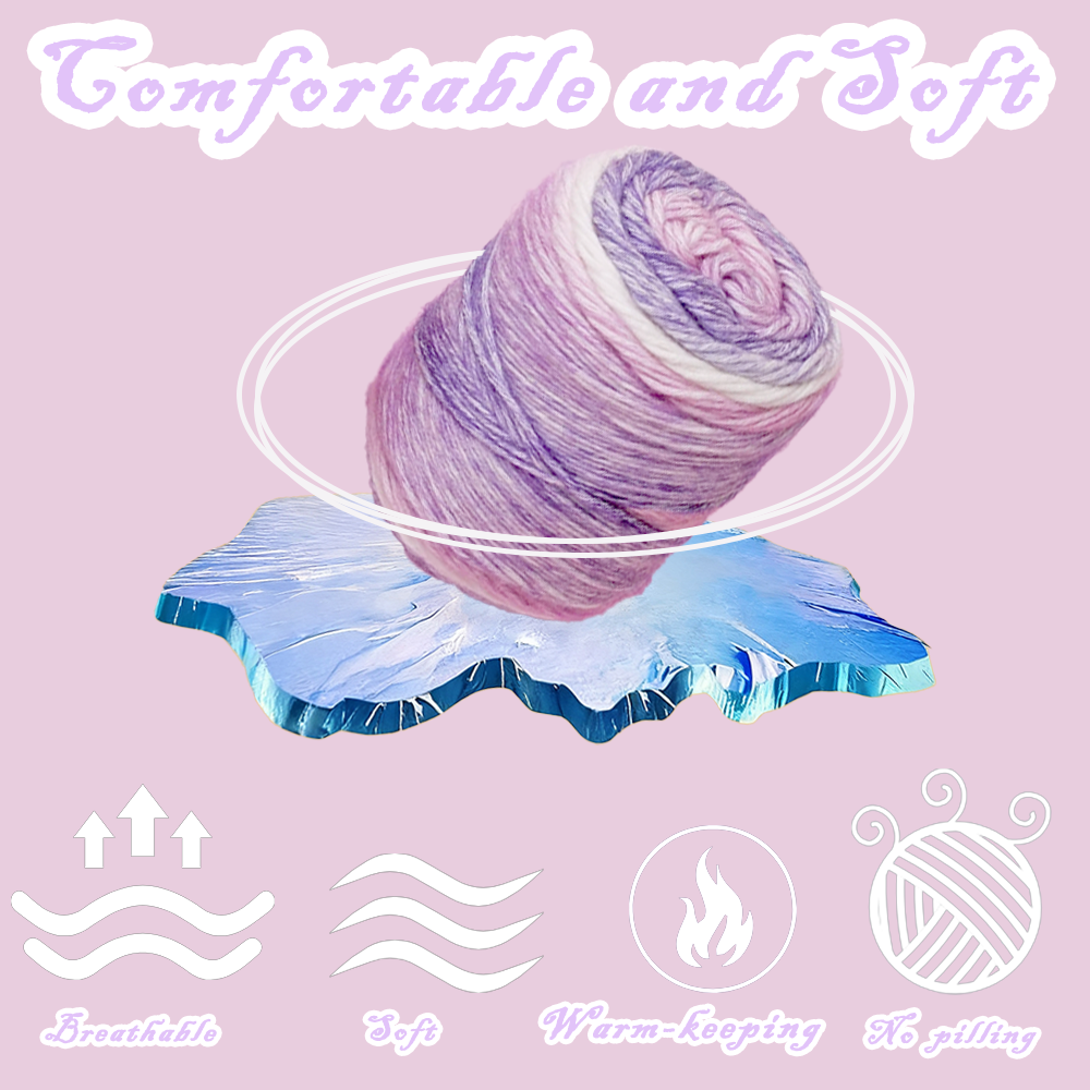 Yarniss Crochet Cake Yarn for Knitting, Ombre Cake Yarn Skeins 4×100g/3.53oz, Gradient Yarn Ball for Scraf, Shawl&Sweater(Purple Gradient)