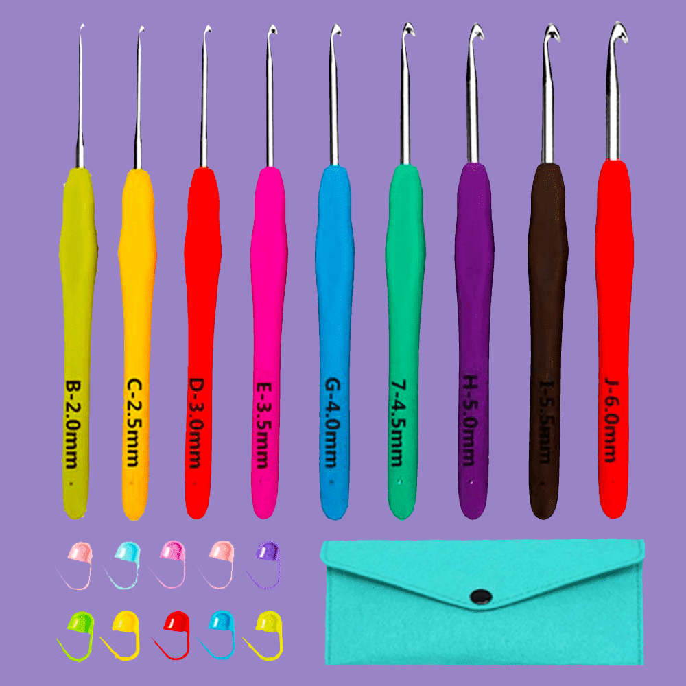 Yarniss Ergonomic Crochet Hooks Set, 9 Sizes Crochet Hooks with Case 2.0mm~6.0mm