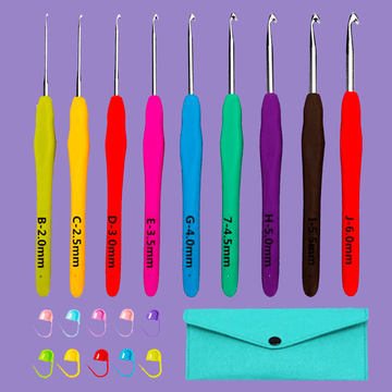 Yarniss Ergonomic Crochet Hooks Set, 9 Sizes Crochet Hooks with Case 2.0mm~6.0mm