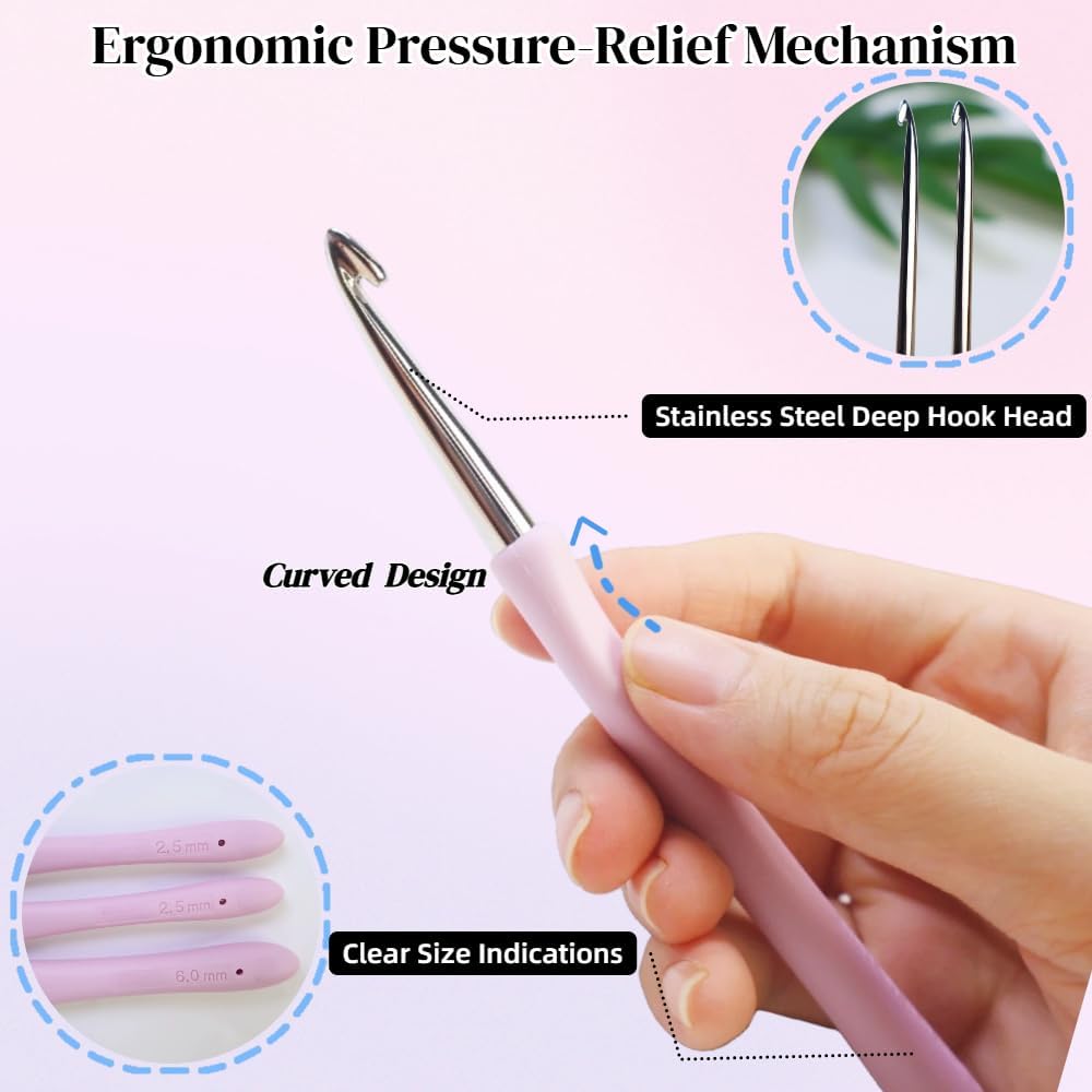 Yarniss 2.5mm Ergonomic Crochet Hook, Hand-Polished Soft-Grip Hook, Ideal for Beginners and Experienced Enthusiasts