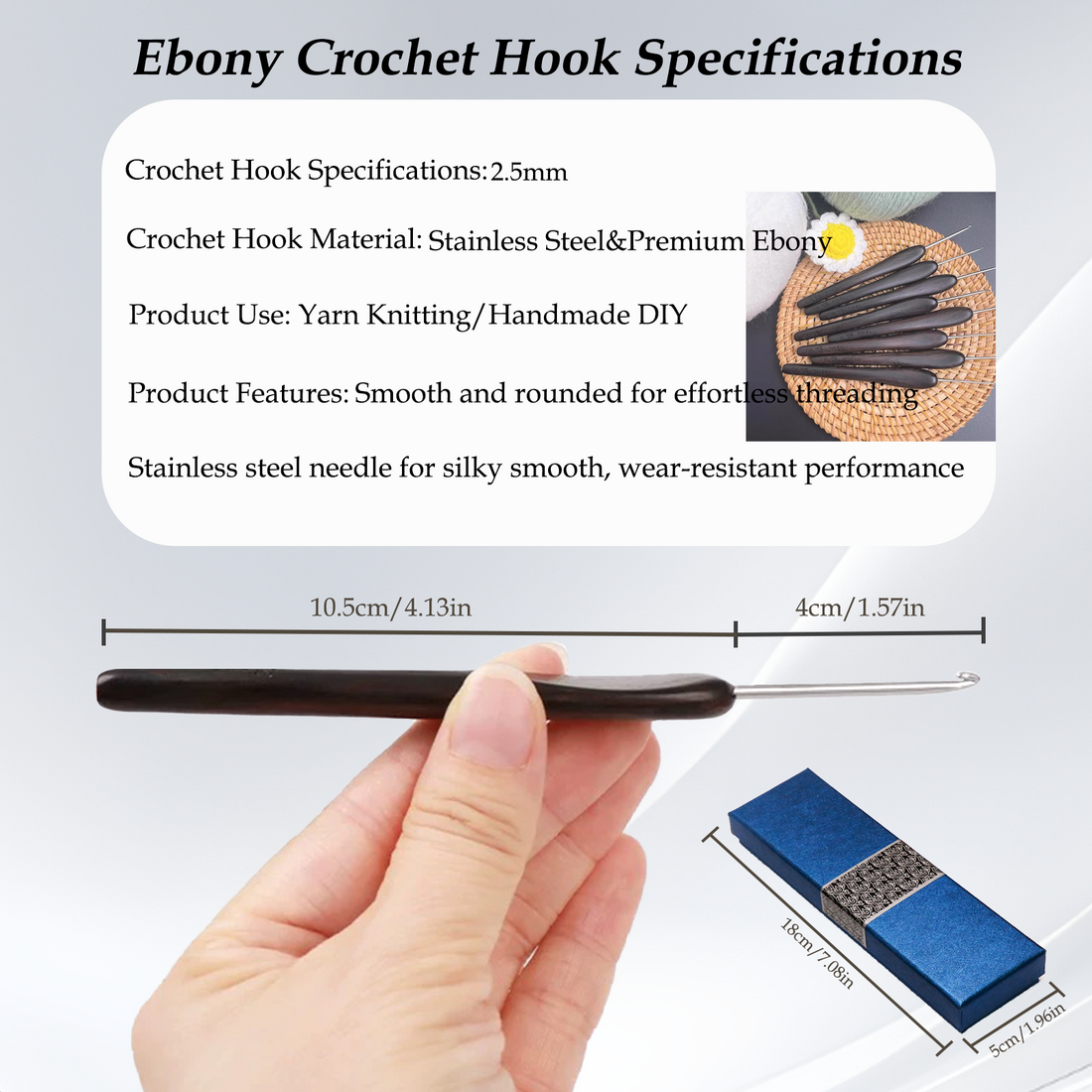 Yarniss 2.5 mm Ergonomic Crochet Hook, Hand-Polished Crochet Hook, Suitable for Beginners and Experienced Enthusiasts