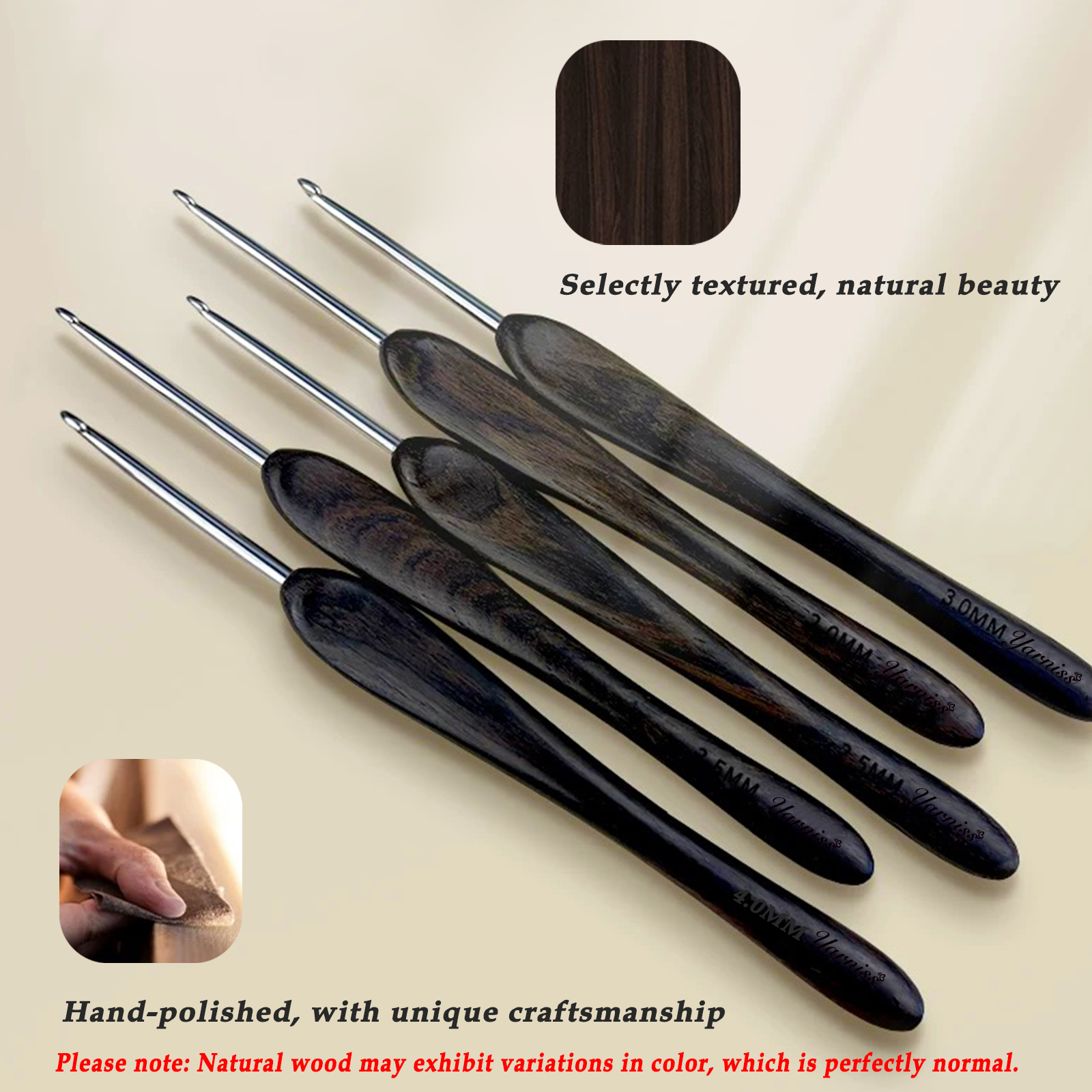 Yarniss 3 mm Ergonomic Crochet Hook, Hand-Polished Crochet Hook, Suitable for Beginners and Experienced Enthusiasts