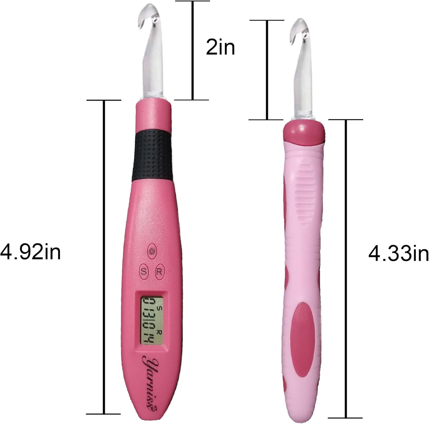 Yarniss Counting Crochet Hooks with Light, Digital Counter Crochet Hooks Set with Case (2~14mm/2.5~14mm)