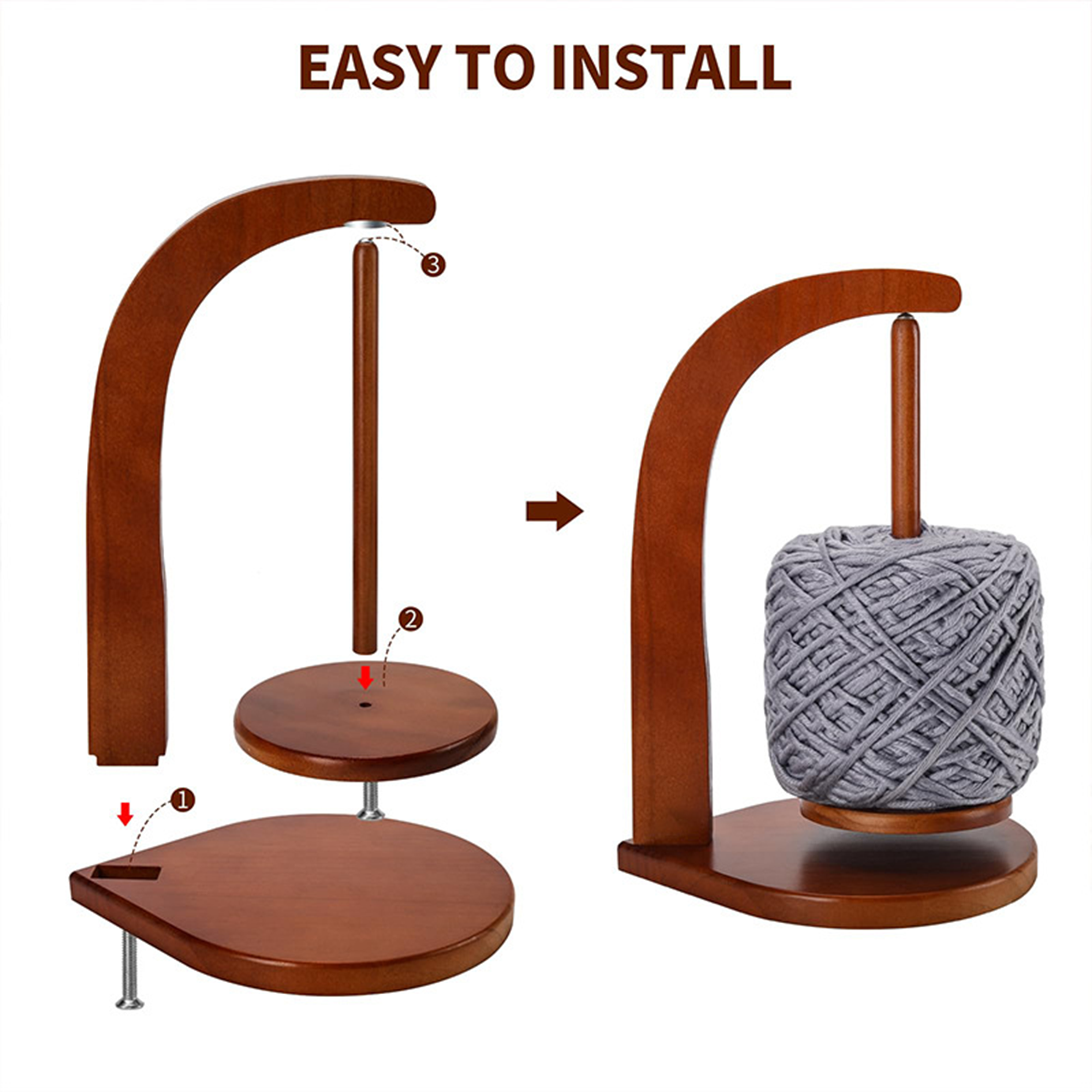 Yarniss Yarn Holder for Crocheting and Knitting, Wooden Yarn Spinner with Magnetic Rotating ,Yarn Ball Storage Organizer
