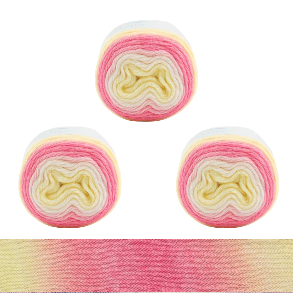 Yarniss Gradient Cake Yarn for Crocheting, Ombre Cake Yarns for Knitting, 3 Skeins of 100g/3.53oz(Pink Yellow Gradient)
