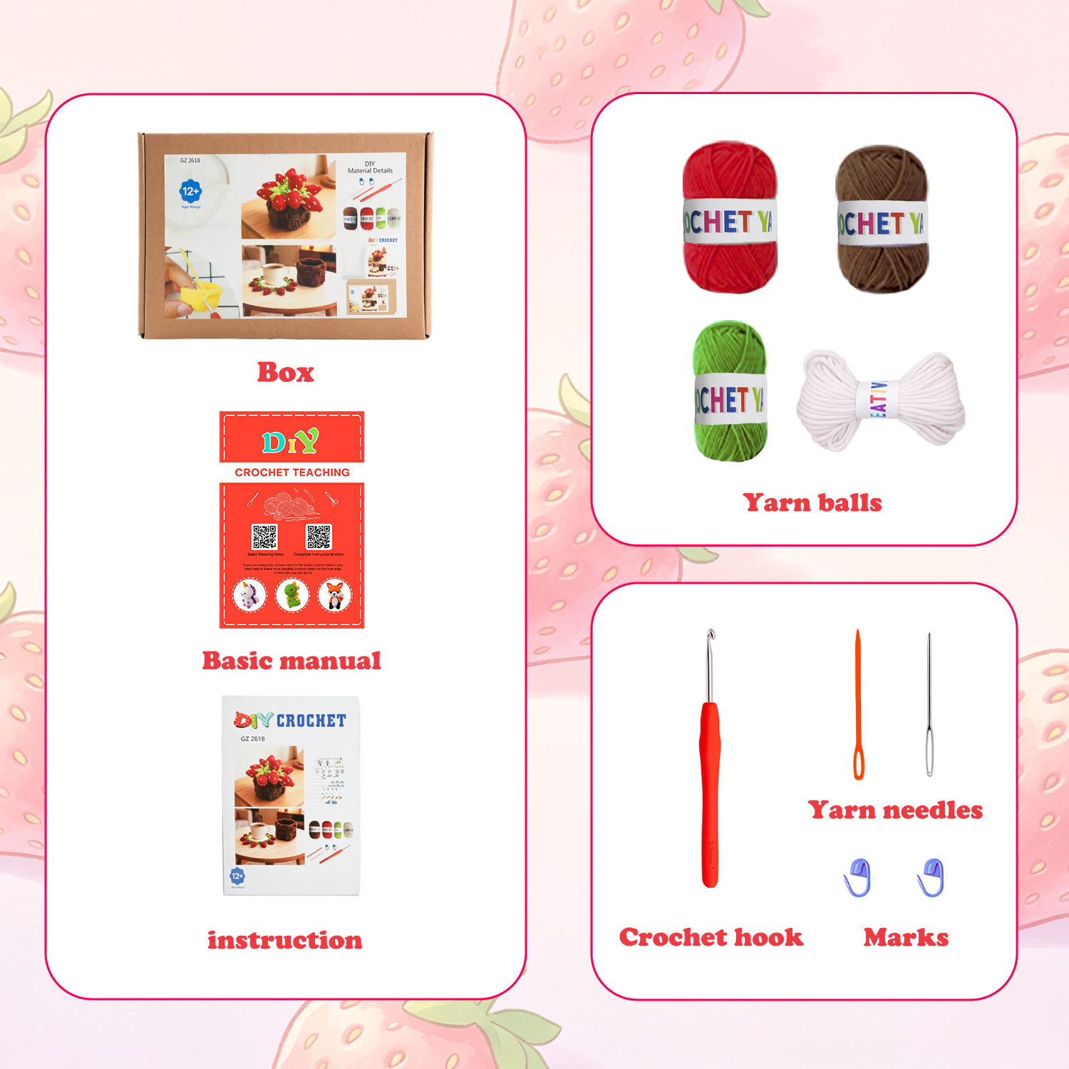 Yarniss Crochet Kit for Beginners,Crochet Coaster Starter Set,Stitch Crochet Kit Easy to Follow Video Tutorials Included