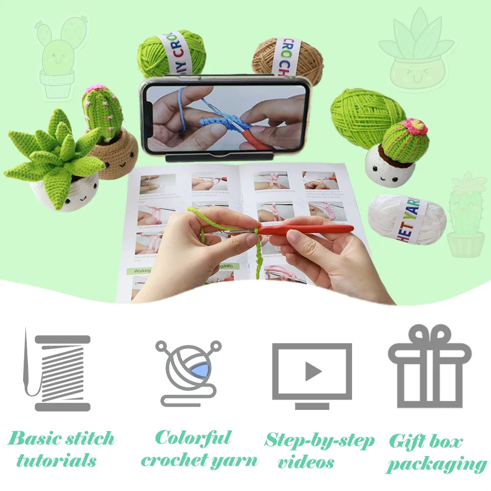 Yarniss Crochet Kit – Pot Plant Family | Beginner Amigurumi Set & Video