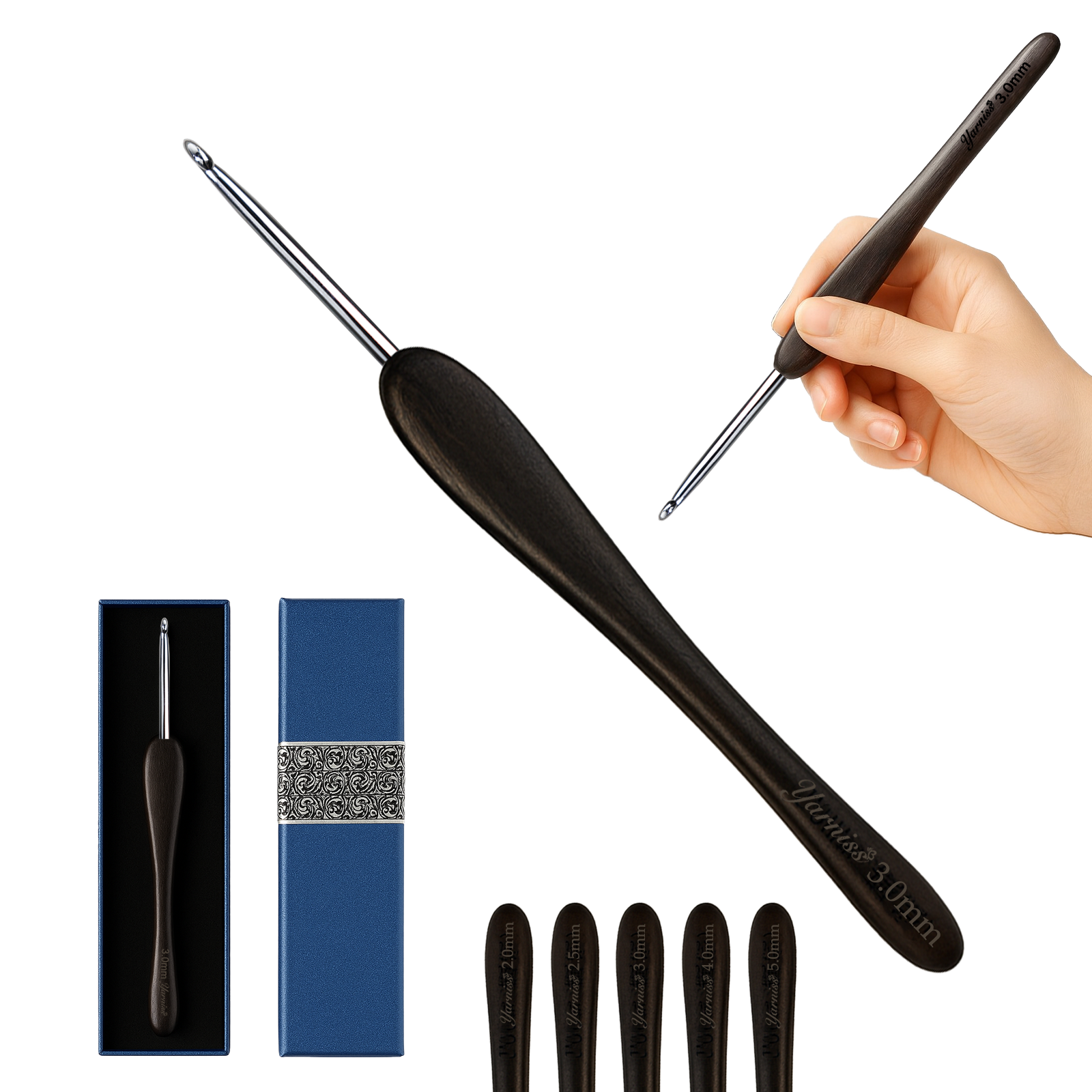 Yarniss 3 mm Ergonomic Crochet Hook, Hand-Polished Crochet Hook, Suitable for Beginners and Experienced Enthusiasts