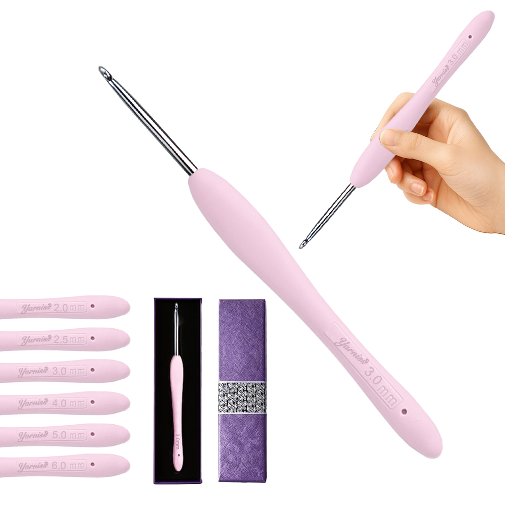 Yarniss 3.0mm Ergonomic Crochet Hook, Hand-Polished Soft-Grip Hook, Ideal for Beginners and Experienced Enthusiasts