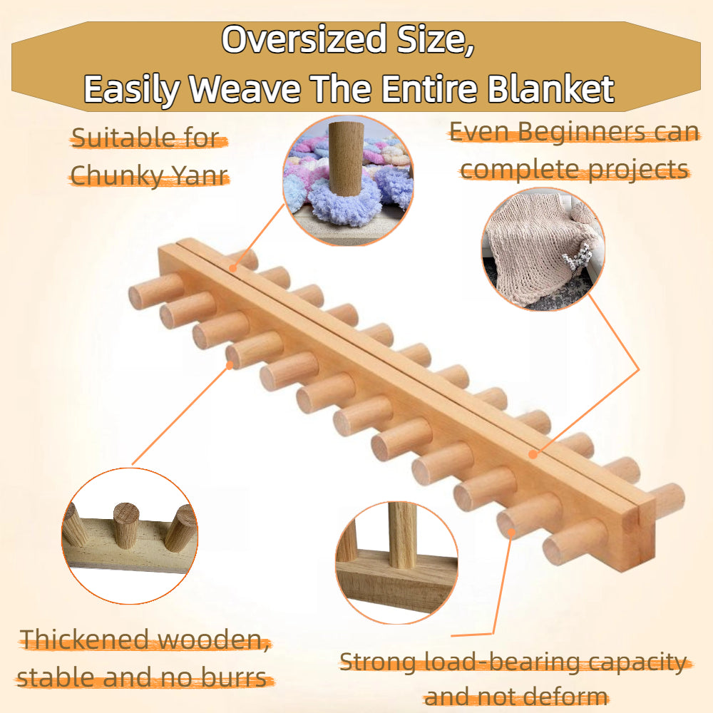 Yarniss 47" Chunky Blanket Loom Kit, Wooden Knitting Loom Frame for Hand, Thick Yarn Knitting Tools for Beginner 2 Packs