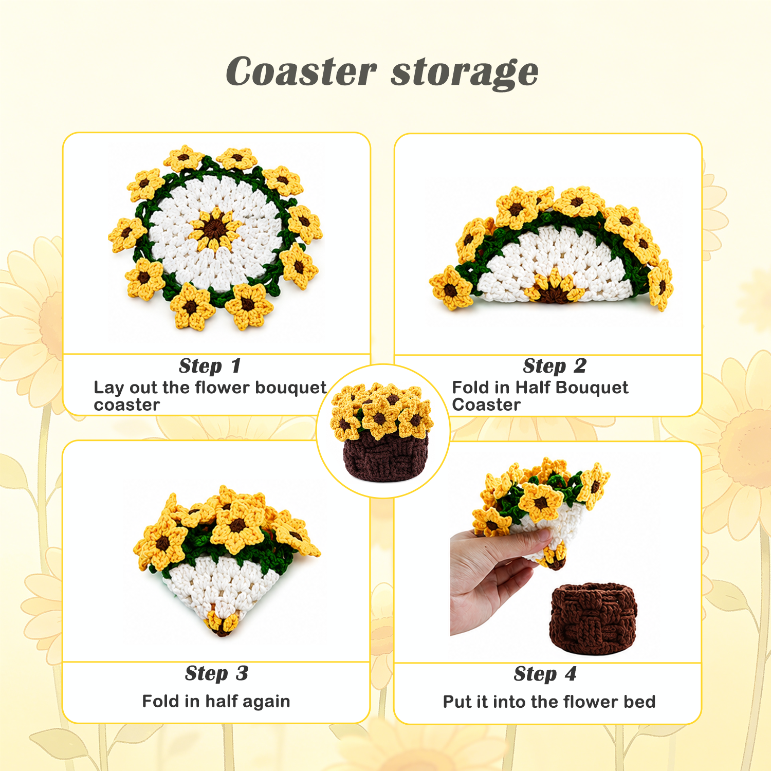 Yarniss Crochet Kit for Beginners,Crochet Coaster Starter Set,Stitch Crochet Kit Easy to Follow Video Tutorials Included