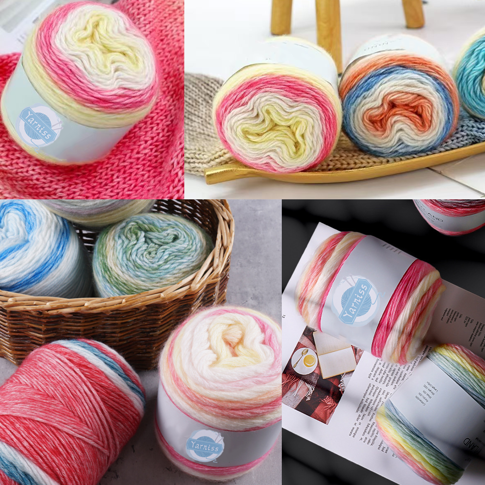 Yarniss Gradient Cake Yarn for Crocheting, Ombre Cake Yarns for Knitting, 3 Skeins of 100g/3.53oz(Pink Yellow Gradient)