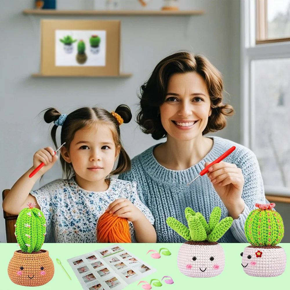 Yarniss Crochet Kit – Pot Plant Family | Beginner Amigurumi Set & Video