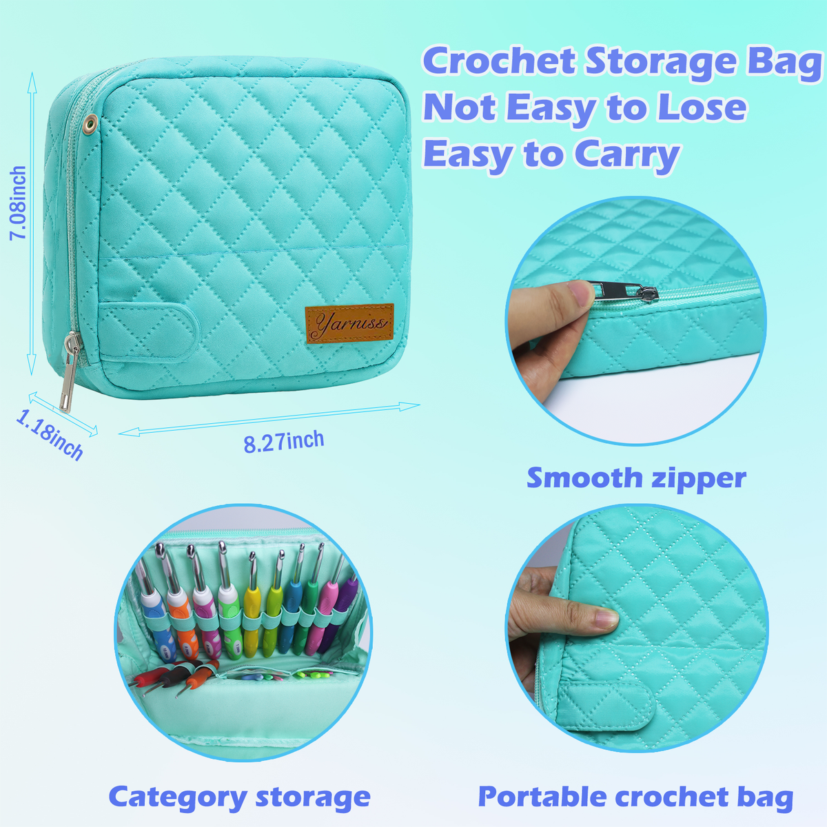 Yarniss 33 pcs Crochet Hooks Kit Knitting Accessories with Crochet Case, Colorful Ergonomic Crochet Needles Set with Case