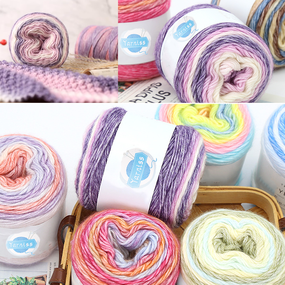 Yarniss Crochet Cake Yarn for Knitting, Ombre Cake Yarn Skeins 4×100g/3.53oz, Gradient Yarn Ball for Scraf, Shawl&Sweater(Purple Gradient)