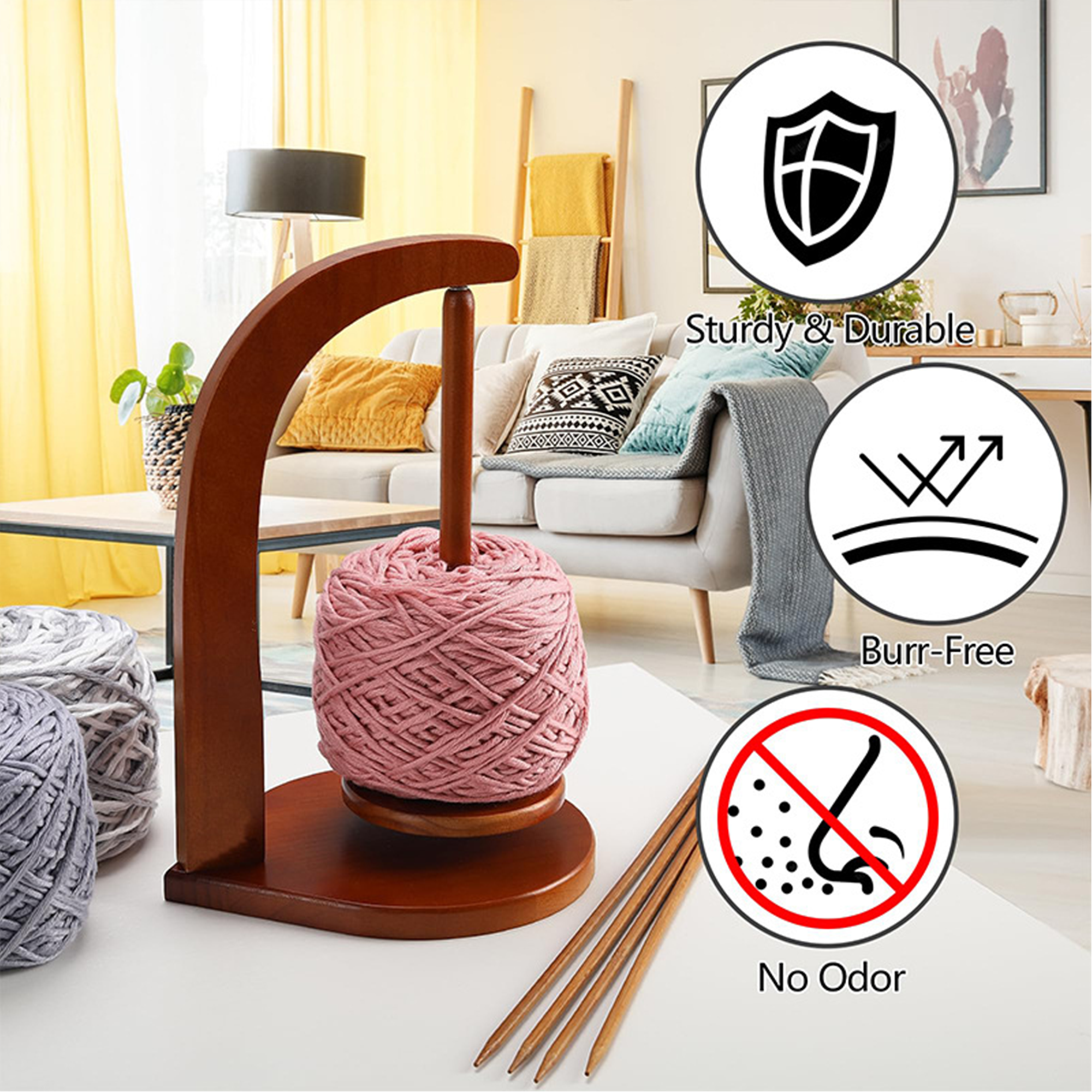 Yarniss Yarn Holder for Crocheting and Knitting, Wooden Yarn Spinner with Magnetic Rotating ,Yarn Ball Storage Organizer