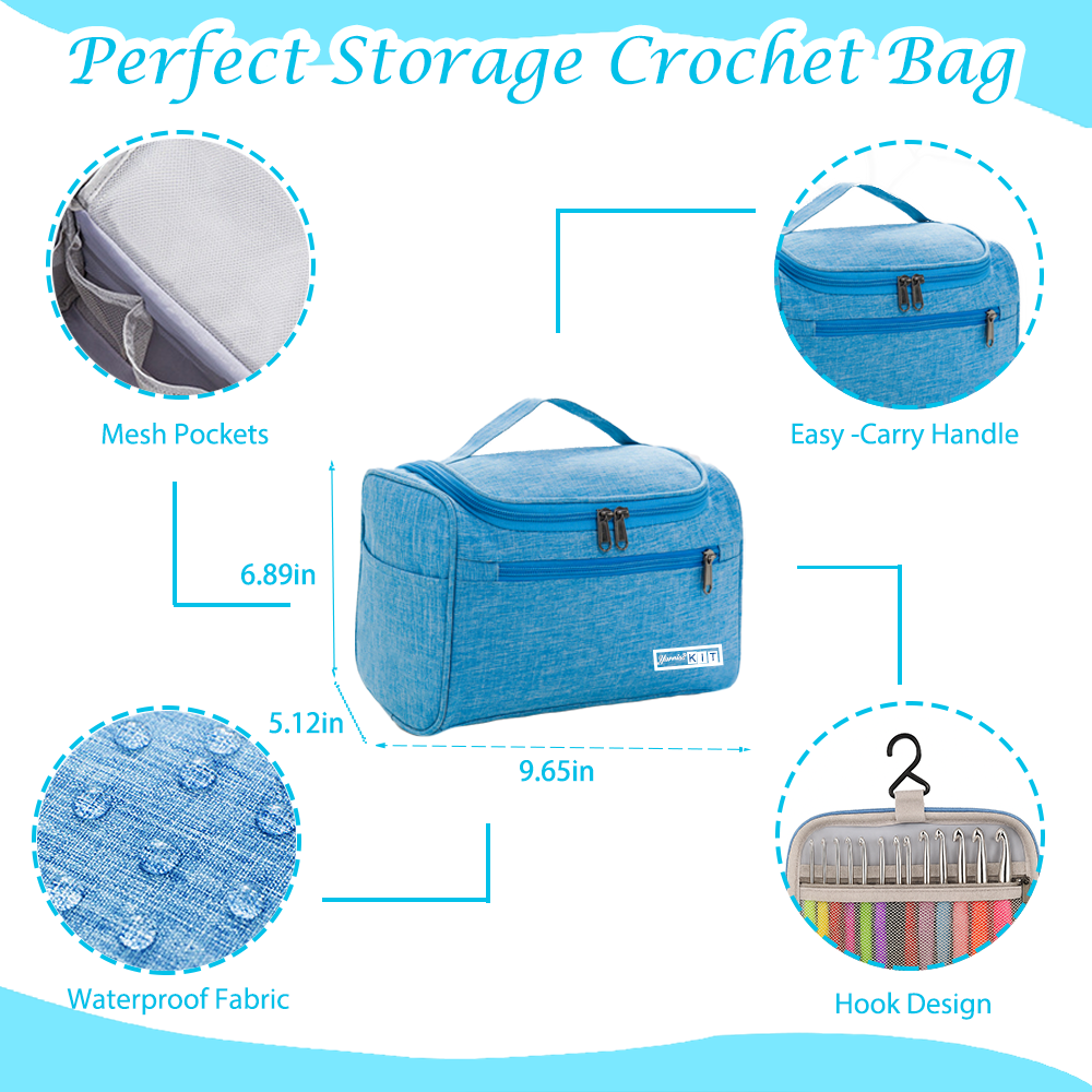 Yarniss Crochet Kits for Beginners - 840 Yards Yarn for Crocheting with 14 Size Hooks 2.0-10.0mm,Learn to Crochet Set with Bag&Accessories,Turquosie