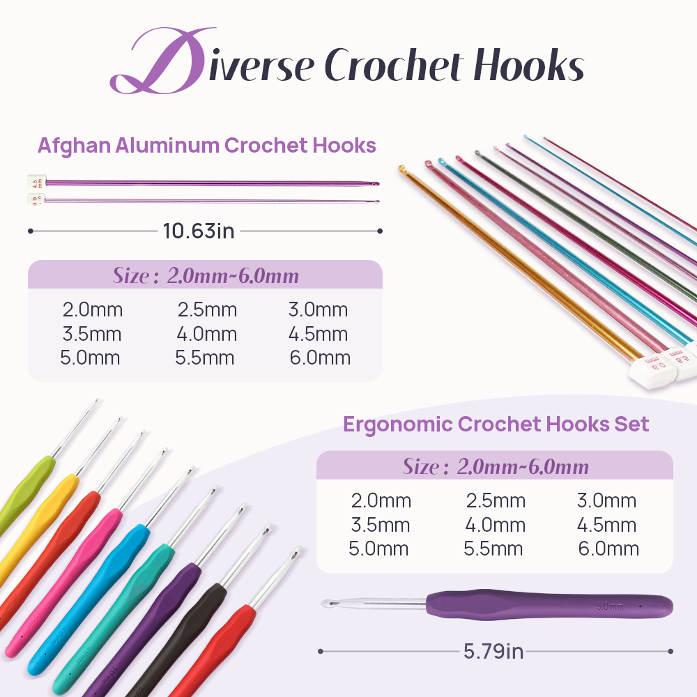 Yarniss Crochet Kits for Beginner Adults,1136 Yards Yarn Skeins Balls and Crochet Set with 9 Size Crochet Hooks, Afghan Crochet Needles 2.0-6.0mm,Knitting Kits Storage Organizer