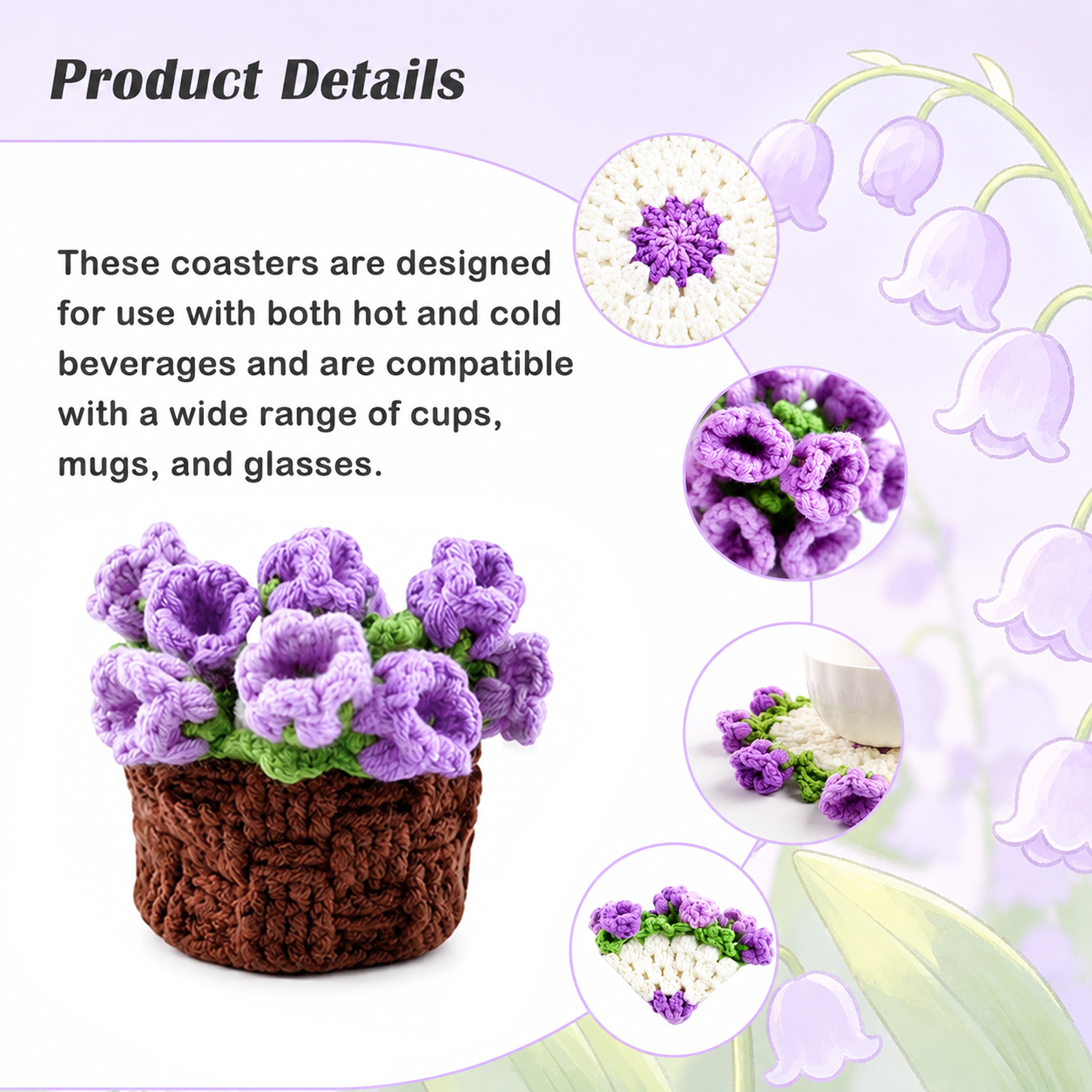 Yarniss Crochet Kit for Beginners,Crochet Coaster Starter Set,Stitch Crochet Kit Easy to Follow Video Tutorials Included