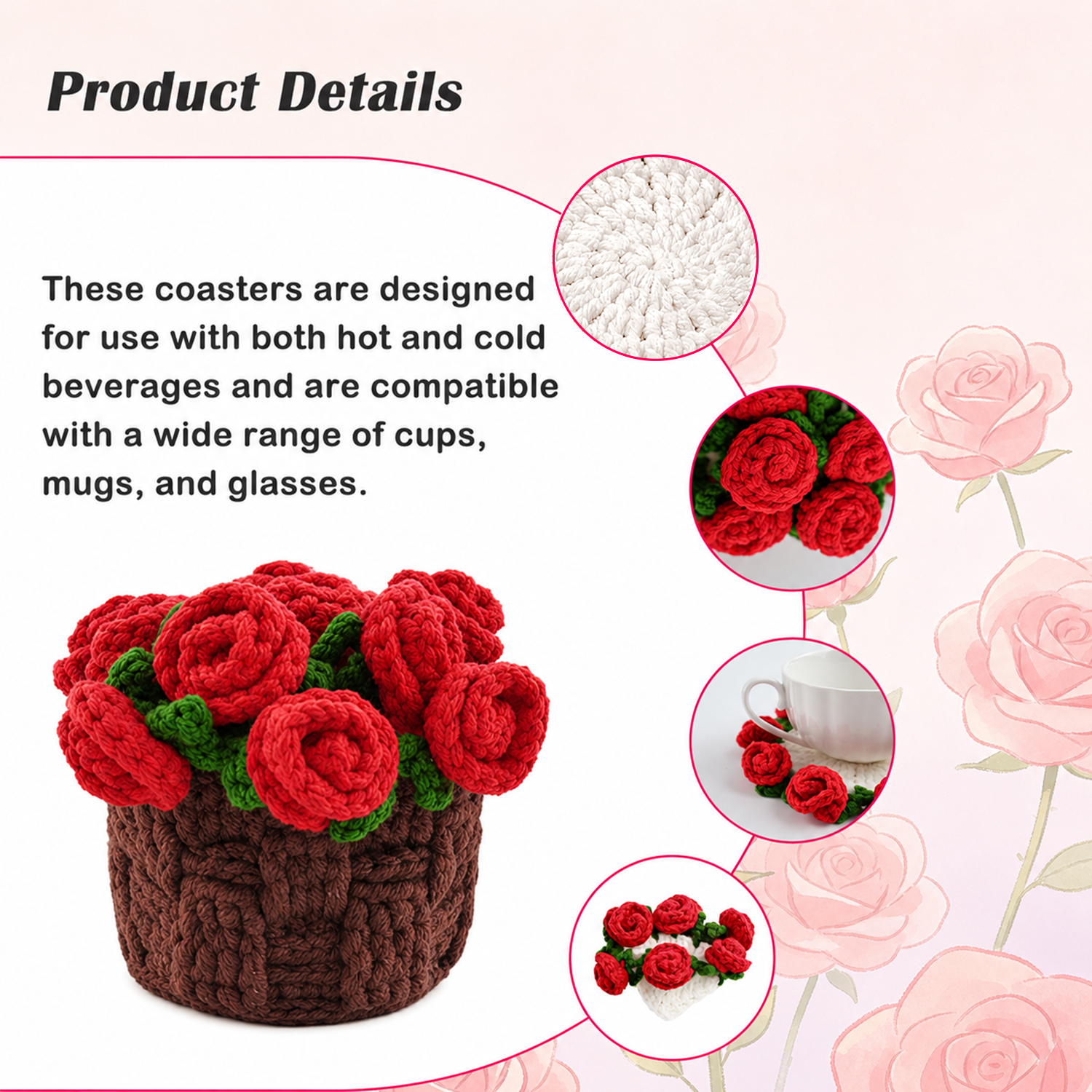 Yarniss Crochet Kit for Beginners,Crochet Coaster Starter Set,Stitch Crochet Kit Easy to Follow Video Tutorials Included