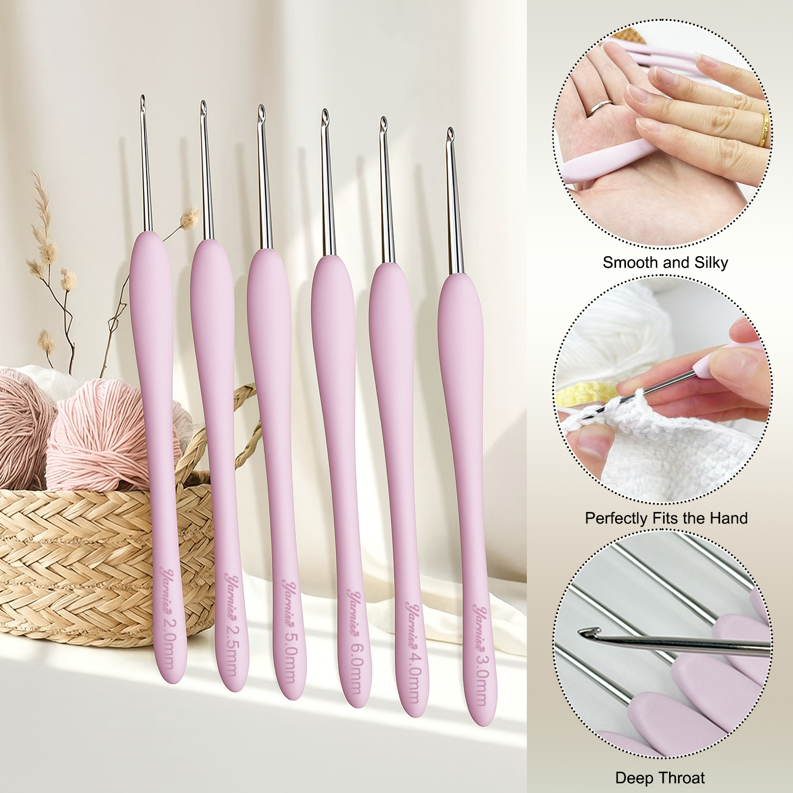 Yarniss 6.0mm Ergonomic Crochet Hook, Hand-Polished Soft-Grip Hook, Ideal for Beginners and Experienced Enthusiasts