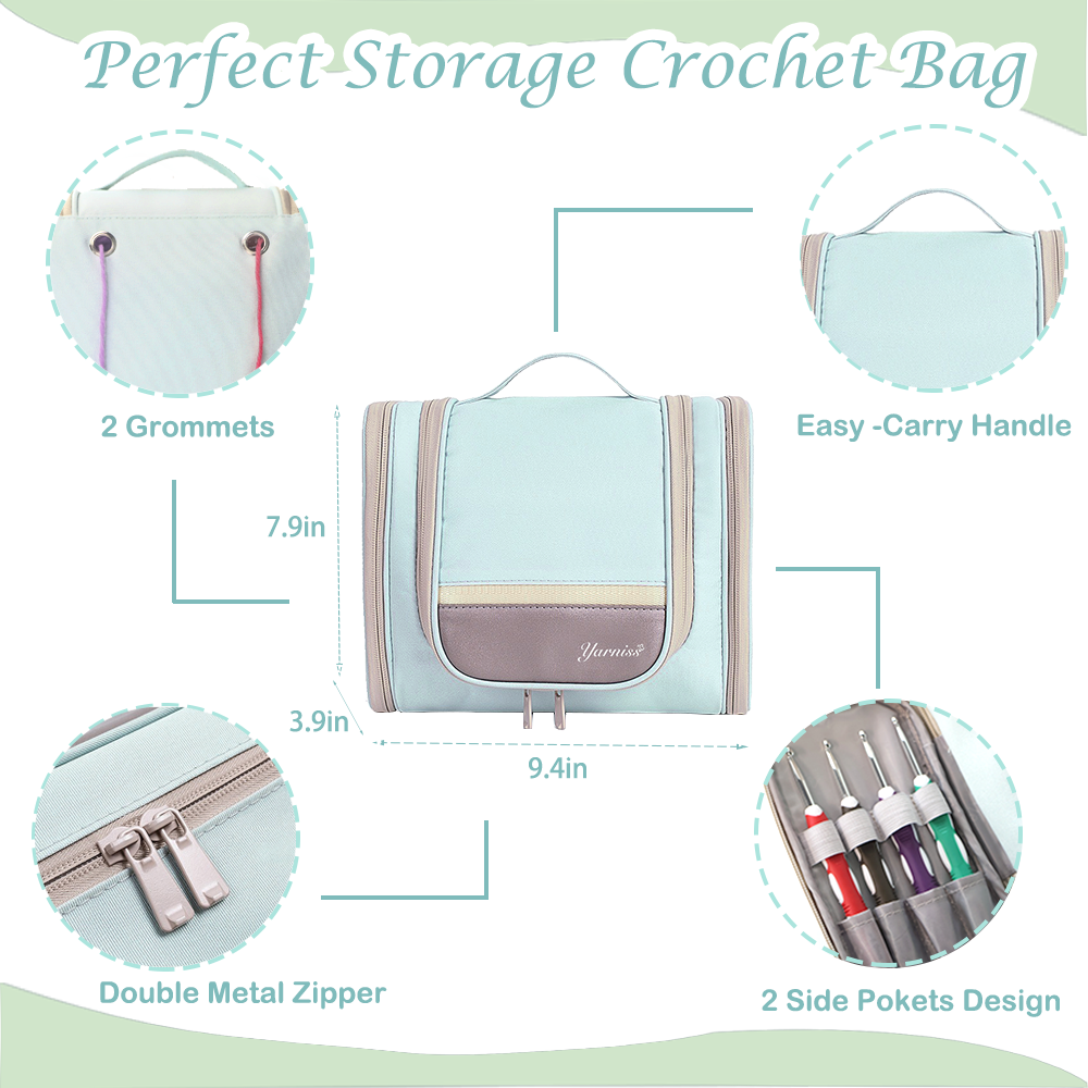 Yarniss Crochet Kits with Case, Beginner Crochet Set Includes 18 Yarn Skeins & 12 Ergonomic Crochet Hooks