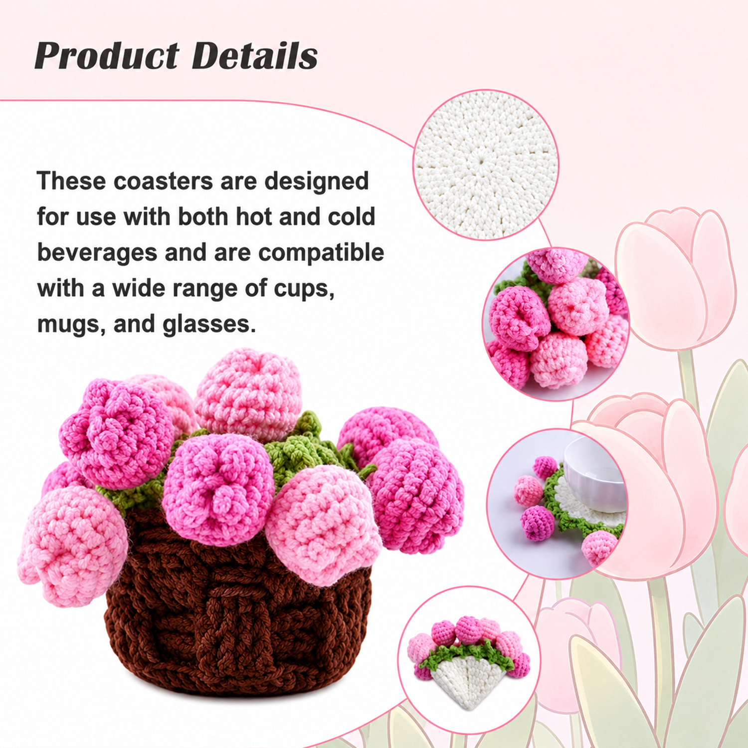 Yarniss Crochet Kit for Beginners,Crochet Coaster Starter Set,Stitch Crochet Kit Easy to Follow Video Tutorials Included