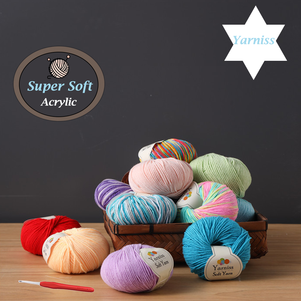 Yarniss Beginner Crochet Kit – 1,500 Yds Yarn & 72-Piece Set