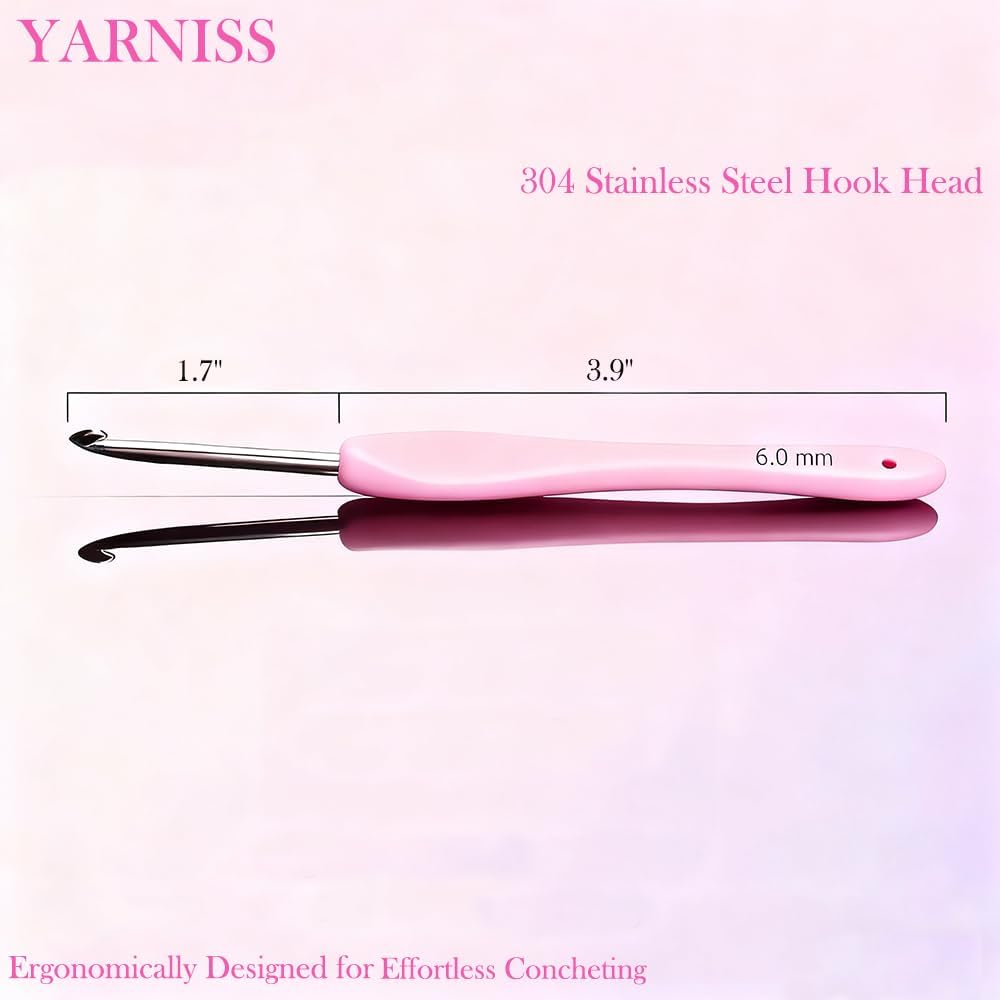 Yarniss 6.0mm Ergonomic Crochet Hook, Hand-Polished Soft-Grip Hook, Ideal for Beginners and Experienced Enthusiasts