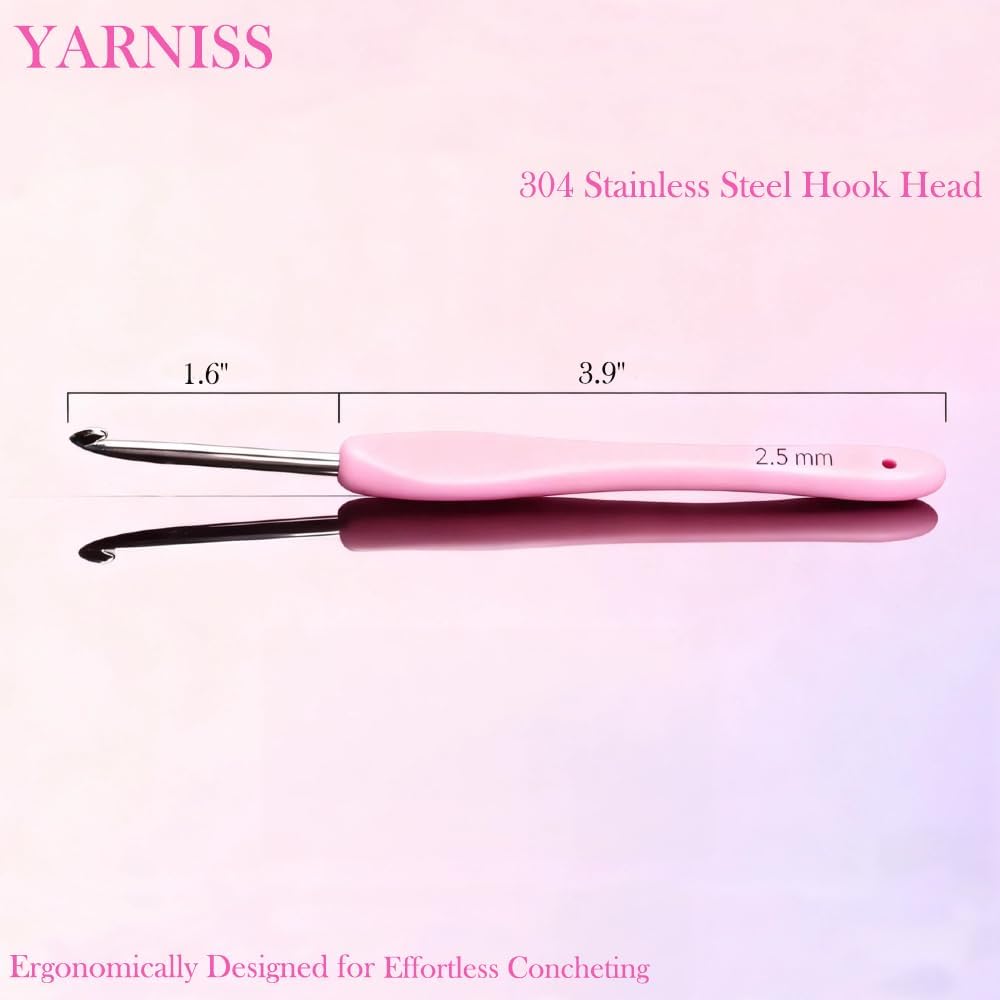 Yarniss 2.5mm Ergonomic Crochet Hook, Hand-Polished Soft-Grip Hook, Ideal for Beginners and Experienced Enthusiasts