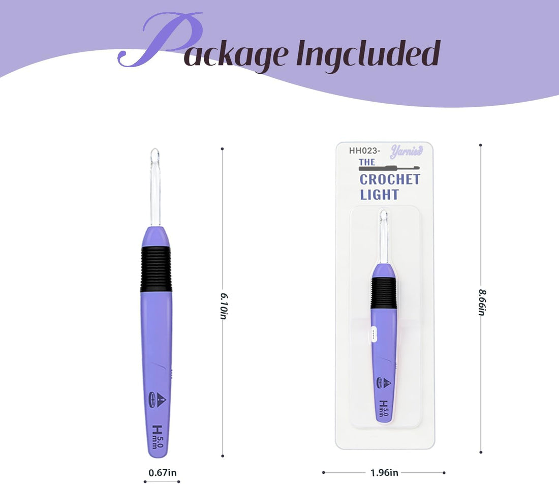 Yarniss Light Up Crochet Hook with Ergonomic Crochet Hooks and Luminous Crochet Hook,5 mm Crochet Hook, Lilac