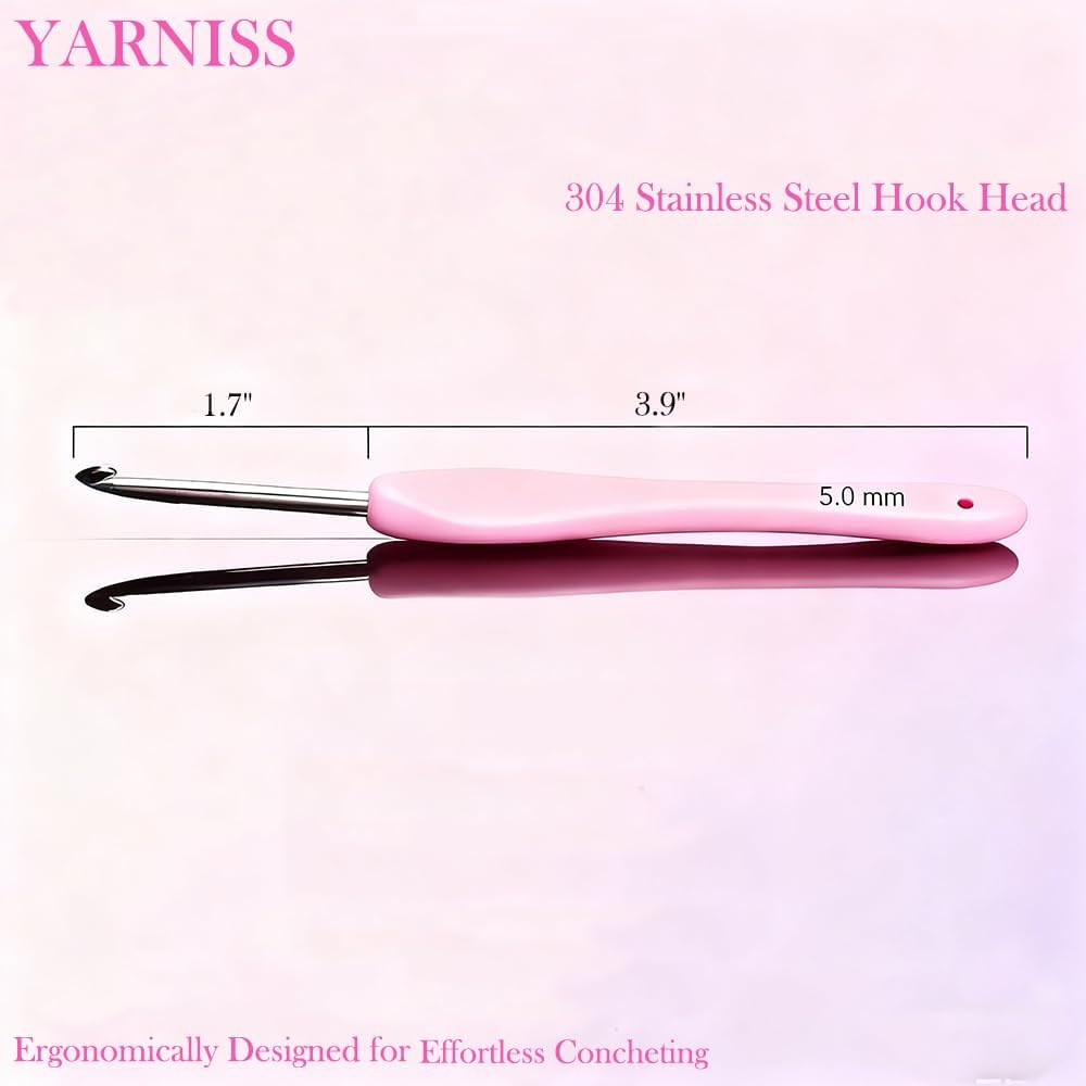 Yarniss 5.0mm Ergonomic Crochet Hook, Hand-Polished Soft-Grip Hook, Ideal for Beginners and Experienced Enthusiasts
