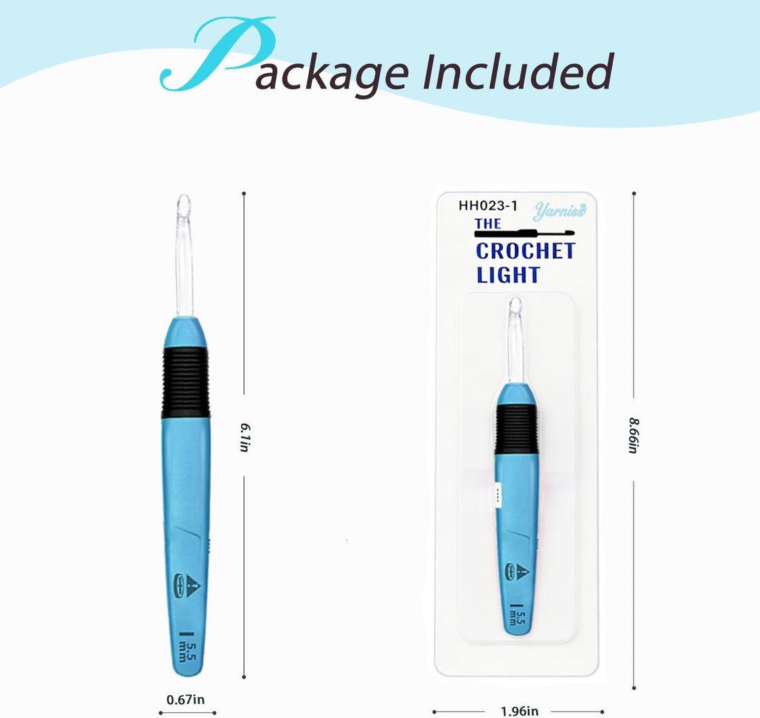 Yarniss Lighted Crochet Hook,5.5mm Crochet Hook Glow in Dark with Battery,Dark Blue