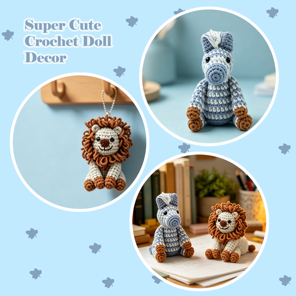 Yarniss Crochet Kit for Beginners-2-Pack Animal Crochet Kit with Zebra and Lion-Learn to Crochet Kits for Adults and Kids Beginner with Video Tutorials