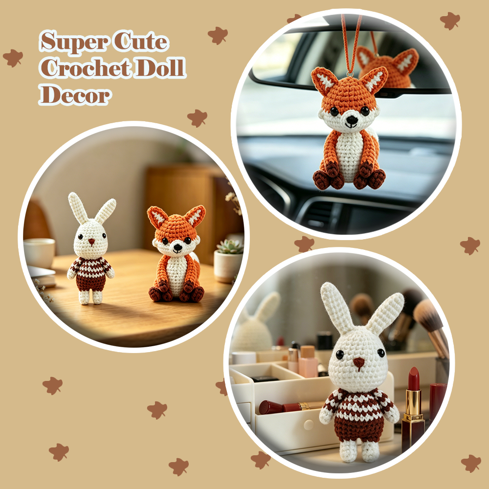 Yarniss Animal Crochet Kit for Beginners-2-Piece Little Rabbit and Fox Crochet Starter Kit with Step-by-Step Video Tutorials, DIY Craft Gifts