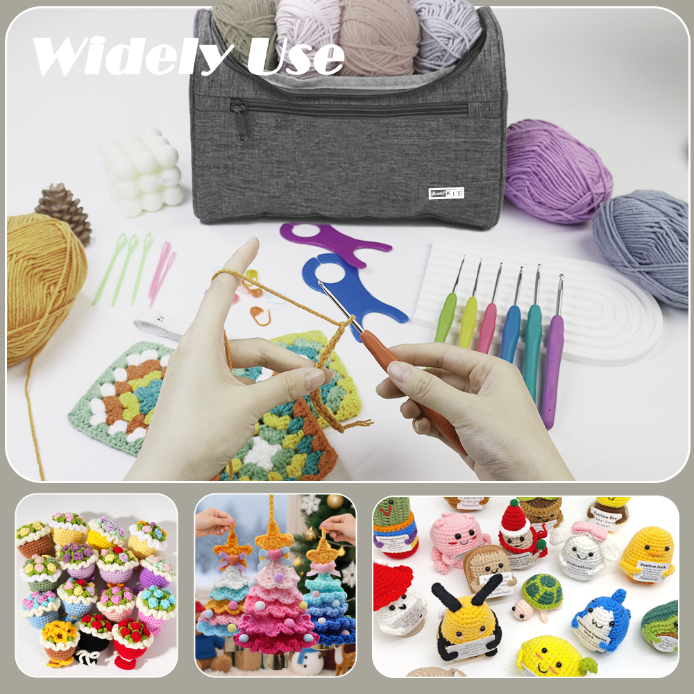 Yarniss Crochet Kit for Beginners - 840 Yards Crochet Yarn and 14 Sizes (2.0-10.0mm) Ergonomic Hooks with Organizer Bag, All Inclusive Crocheting & Knitting Set for Adults